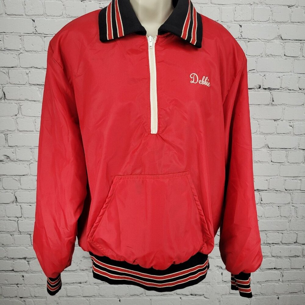VTG Gem Sportswear Red Retro Faux Fur Lined Varsity Jacket USA Made Size Large